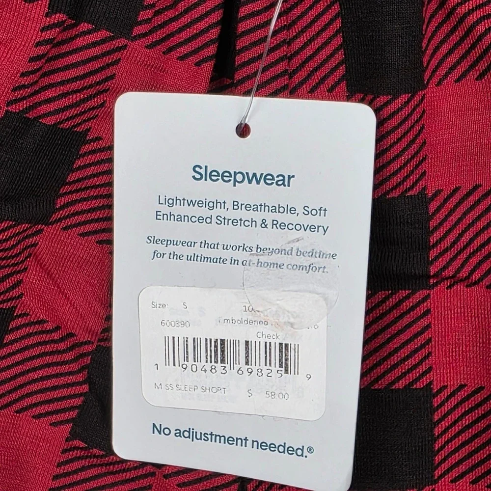 Tommy John Mens Sleep Short Red Black Buffalo Plaid‎ Checkered Modal Size S NWT